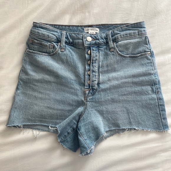 Good American Bombshell Denim Jean Short w/ Button Fly | Size 4/27 | Indigo Wash - Picture 2 of 10